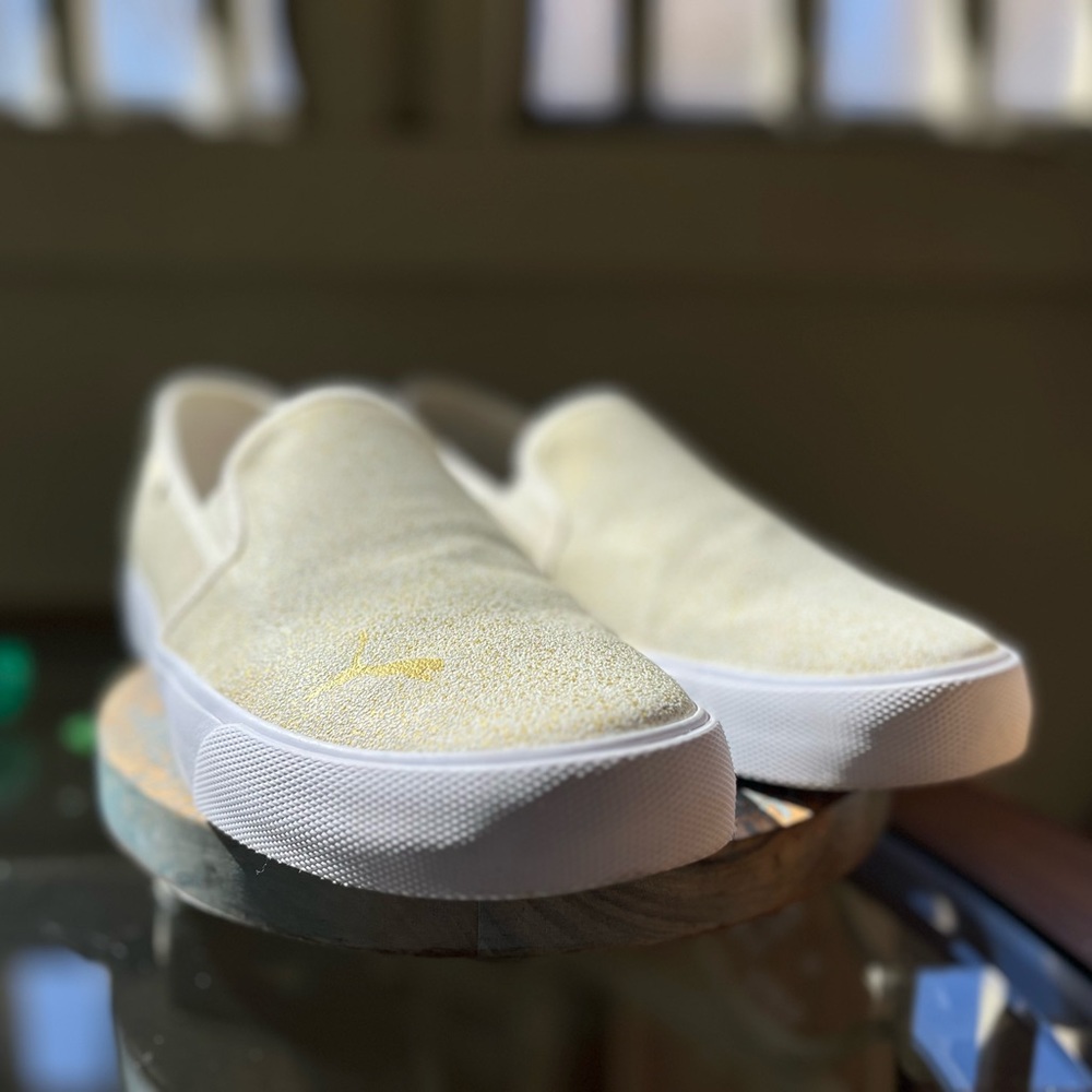 ⚜️PUMA⚜️- Gold/Cream Speckled Slip-on Sneakers-size-8.5 - Picture 5 of 8